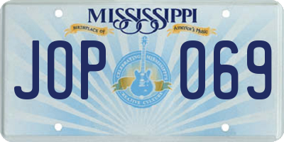 MS license plate JOP069