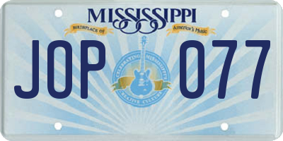 MS license plate JOP077