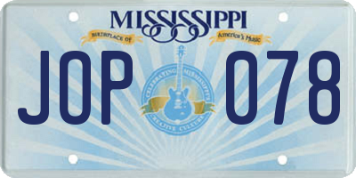 MS license plate JOP078