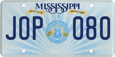 MS license plate JOP080