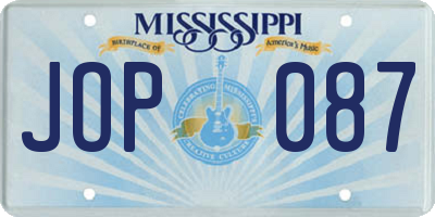 MS license plate JOP087
