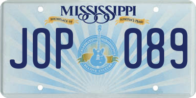MS license plate JOP089