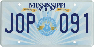 MS license plate JOP091