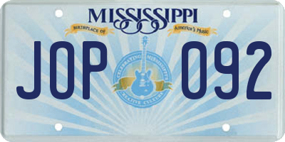 MS license plate JOP092