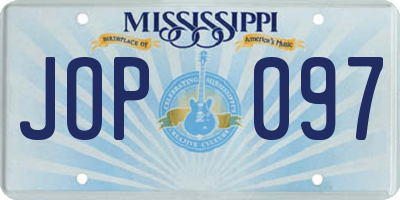 MS license plate JOP097