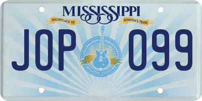 MS license plate JOP099