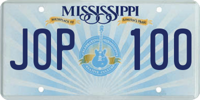 MS license plate JOP100