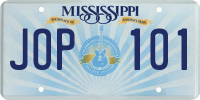 MS license plate JOP101