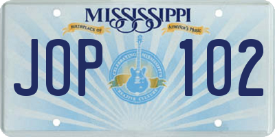 MS license plate JOP102