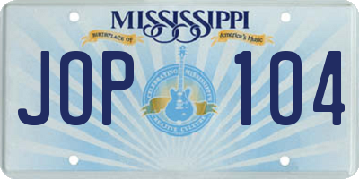 MS license plate JOP104
