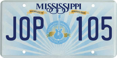MS license plate JOP105