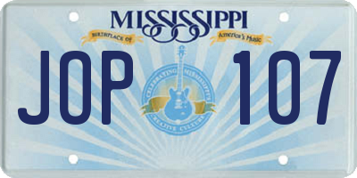 MS license plate JOP107