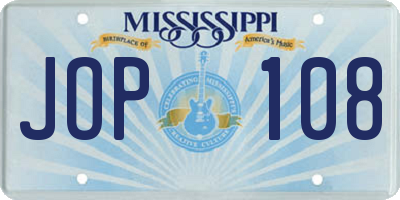 MS license plate JOP108