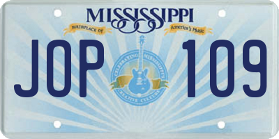 MS license plate JOP109