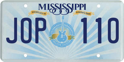 MS license plate JOP110