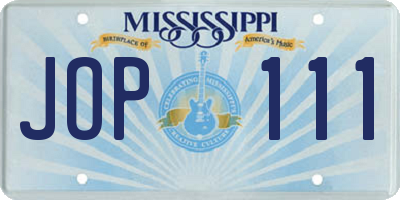 MS license plate JOP111