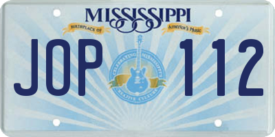 MS license plate JOP112