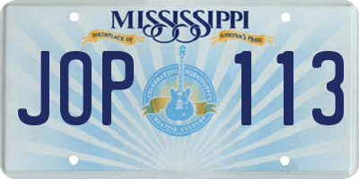MS license plate JOP113