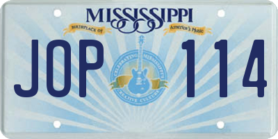 MS license plate JOP114