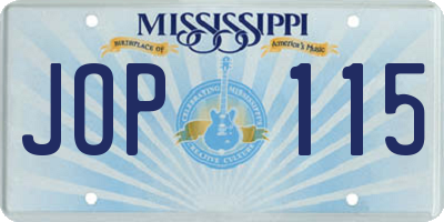MS license plate JOP115