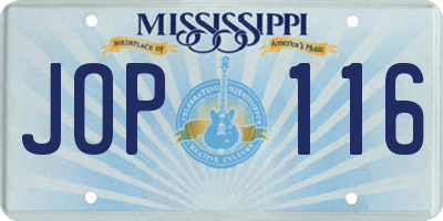 MS license plate JOP116