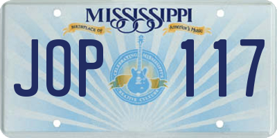 MS license plate JOP117