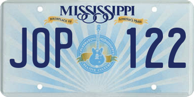 MS license plate JOP122