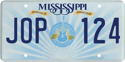 MS license plate JOP124