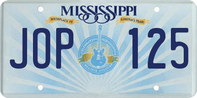 MS license plate JOP125
