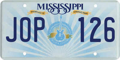 MS license plate JOP126