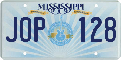 MS license plate JOP128