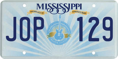 MS license plate JOP129