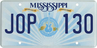 MS license plate JOP130