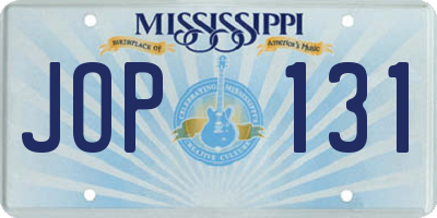MS license plate JOP131