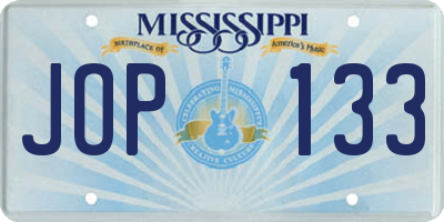 MS license plate JOP133