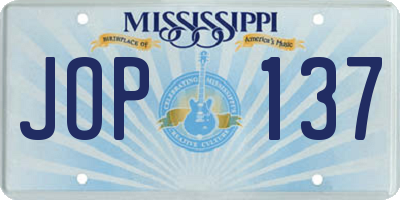 MS license plate JOP137