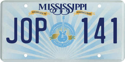 MS license plate JOP141