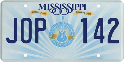 MS license plate JOP142