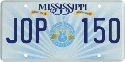 MS license plate JOP150