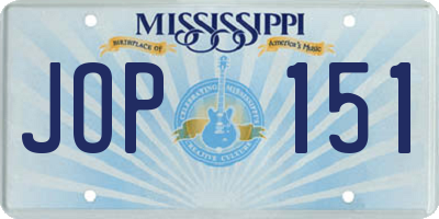 MS license plate JOP151