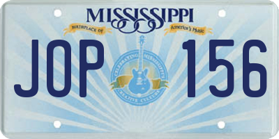 MS license plate JOP156