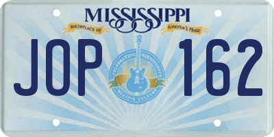 MS license plate JOP162