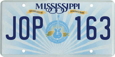 MS license plate JOP163