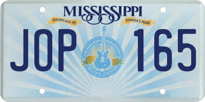 MS license plate JOP165