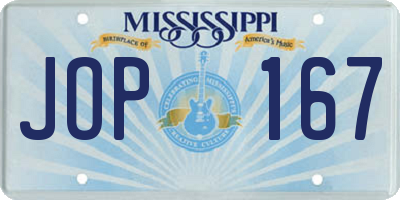 MS license plate JOP167