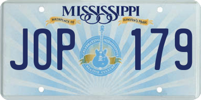 MS license plate JOP179