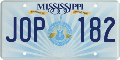 MS license plate JOP182
