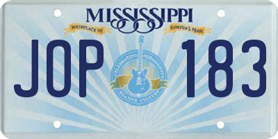 MS license plate JOP183