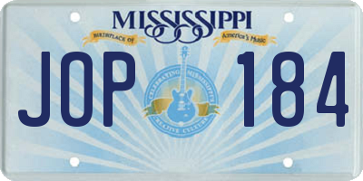 MS license plate JOP184