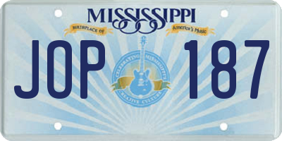 MS license plate JOP187